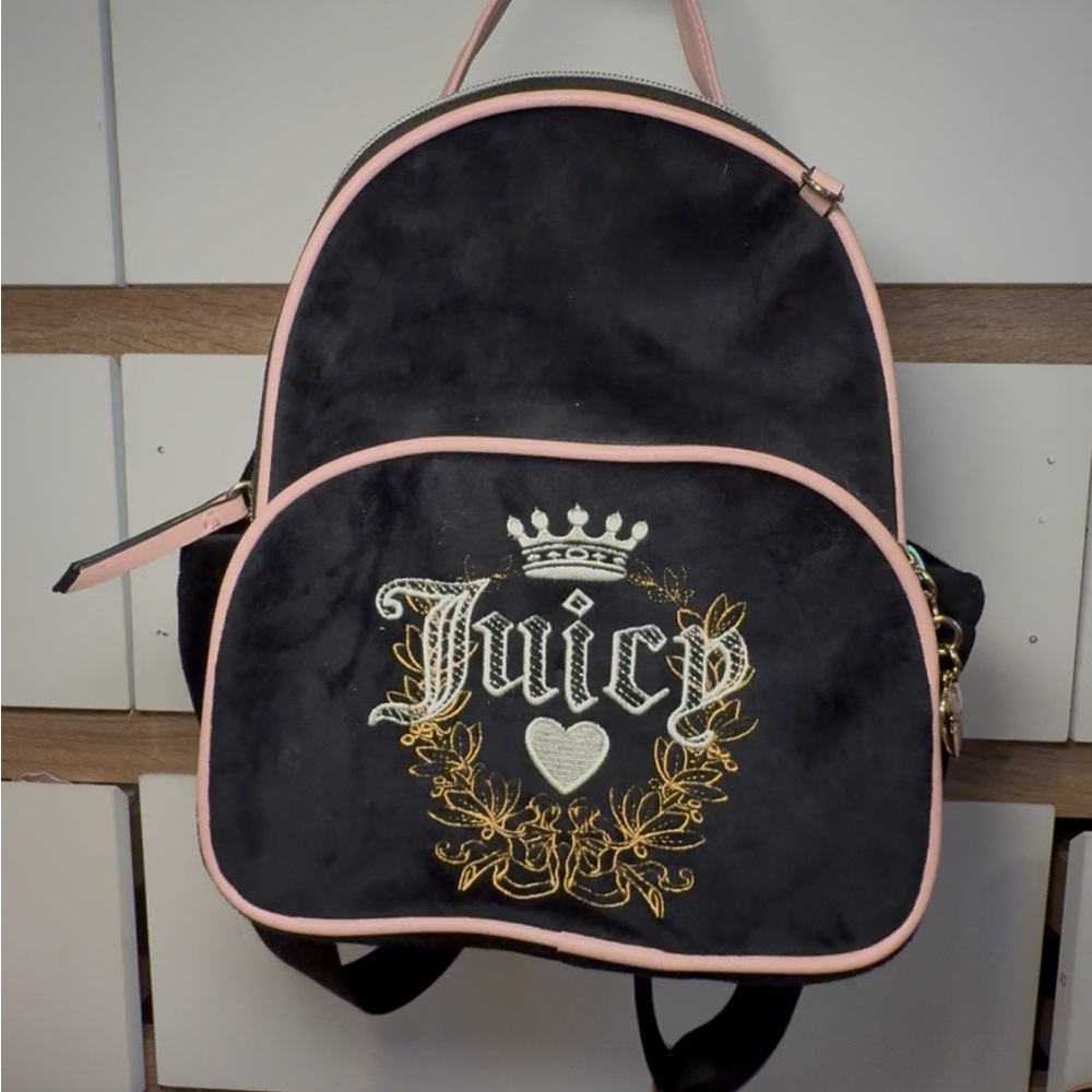 Juicy Couture Black Backpack with Pink Trim